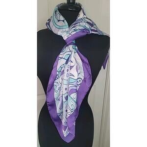 Jessica Simpson Purple Geometric Square Scarf EUC